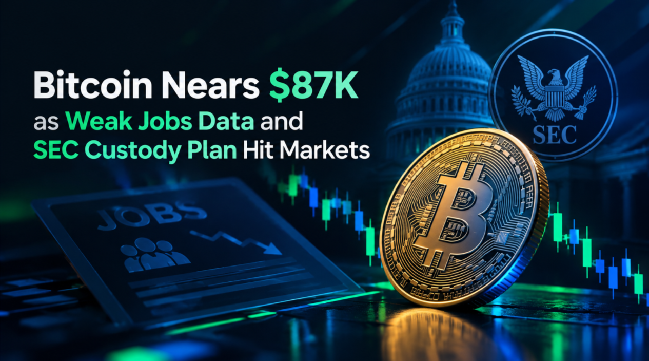 Bitcoin Nears $87K as Weak Jobs Data and SEC Custody Plan Hit Markets