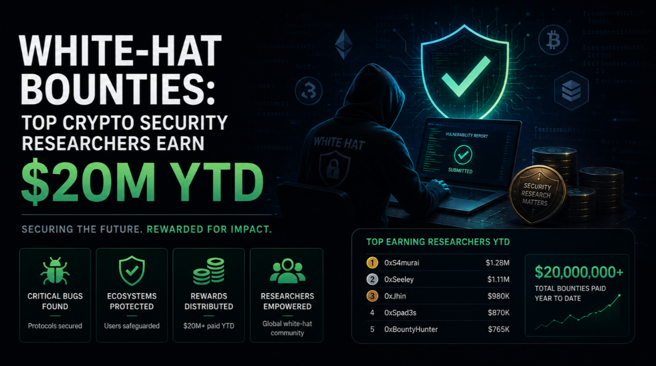 White-Hat Bounties: Top Crypto Security Researchers Earn $20M YTD