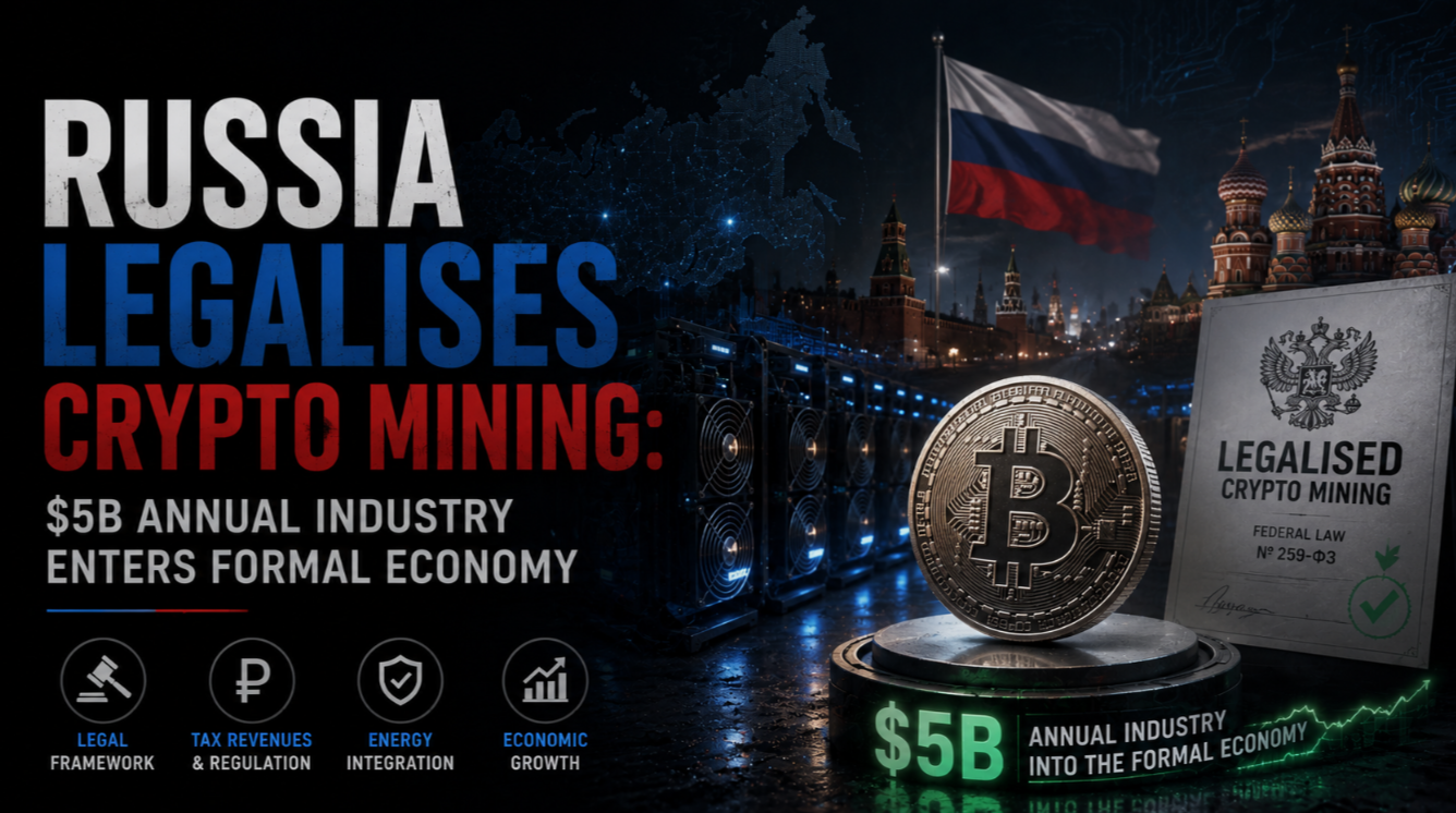 Russia Legalises Crypto Mining: $5B Annual Industry Enters Formal Economy