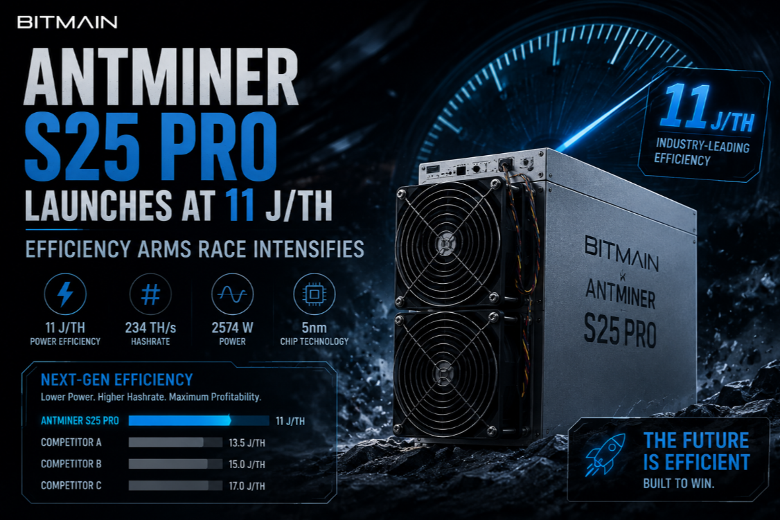 Bitmain Antminer S25 Pro Launches at 11 J/TH — Efficiency Arms Race Intensifies