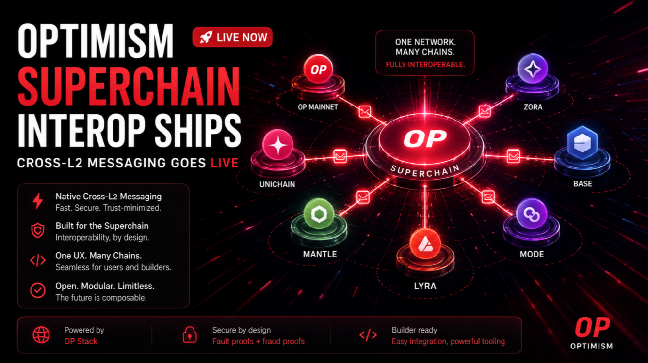 Optimism Superchain Interop Ships — Cross-L2 Messaging Goes Live