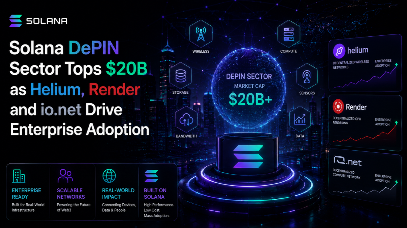 Solana DePIN Sector Tops $20B as Helium, Render and io.net Drive Enterprise Adoption
