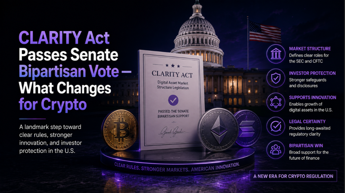CLARITY Act Passes Senate Bipartisan Vote — What Changes for Crypto