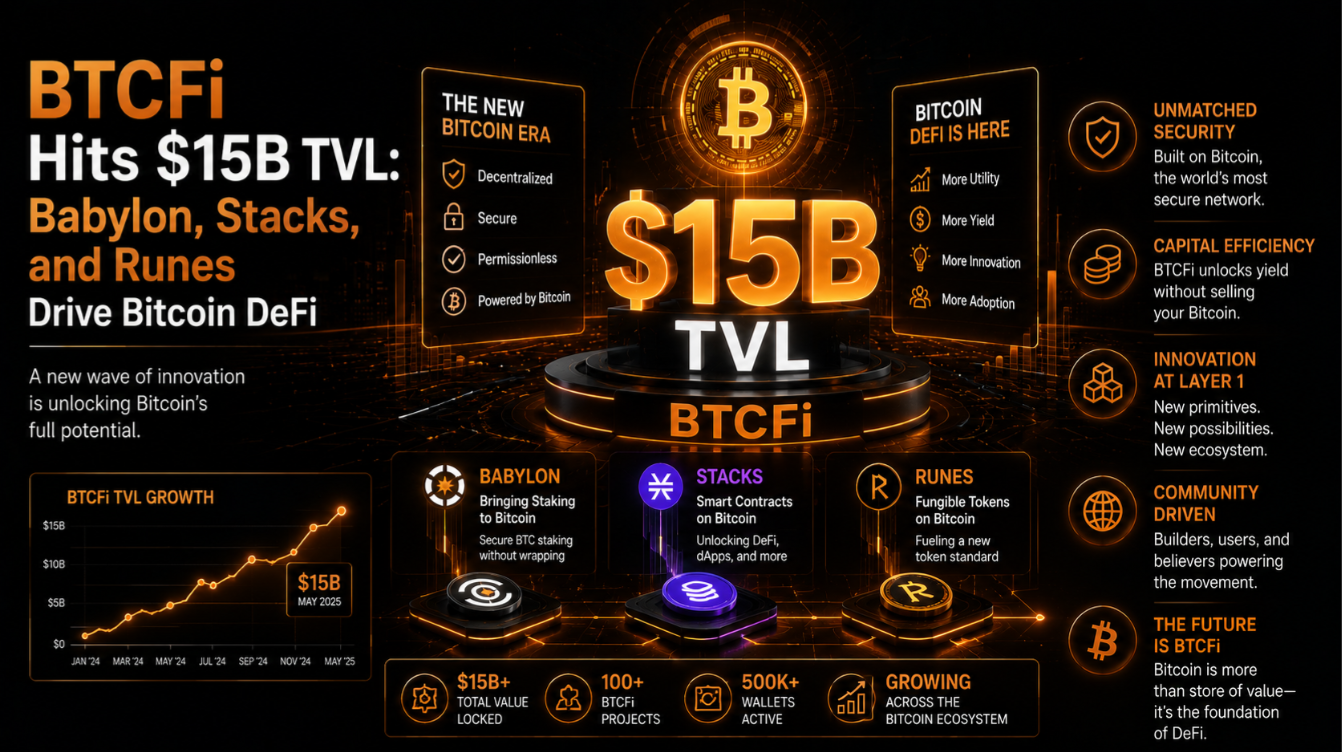 BTCFi Hits $15B TVL: Babylon, Stacks, and Runes Drive Bitcoin DeFi