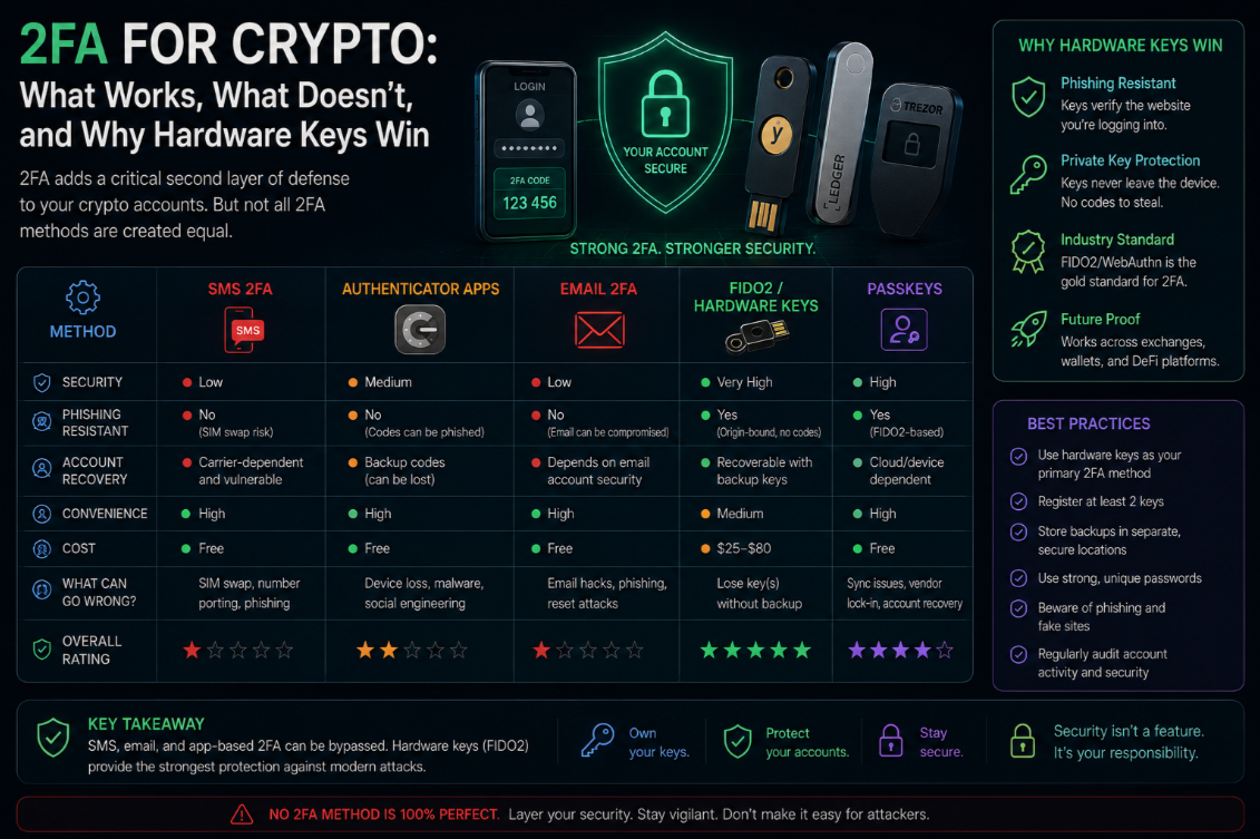 2FA for Crypto: What Works, What Doesn't, and Why Hardware Keys Win