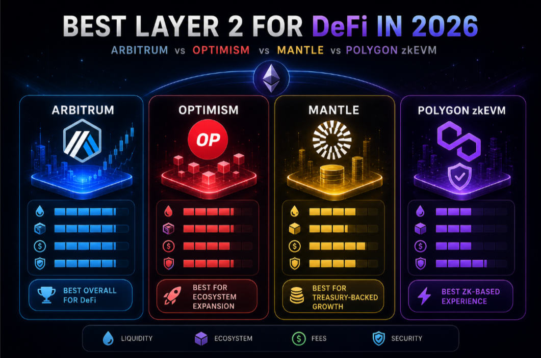 Best Layer 2 for DeFi in 2026: Arbitrum, Optimism, Mantle, Polygon zkEVM Compared