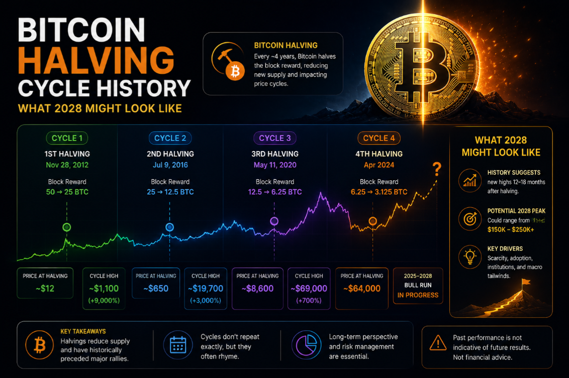 Bitcoin Halving Cycle History: What 2028 Might Look Like