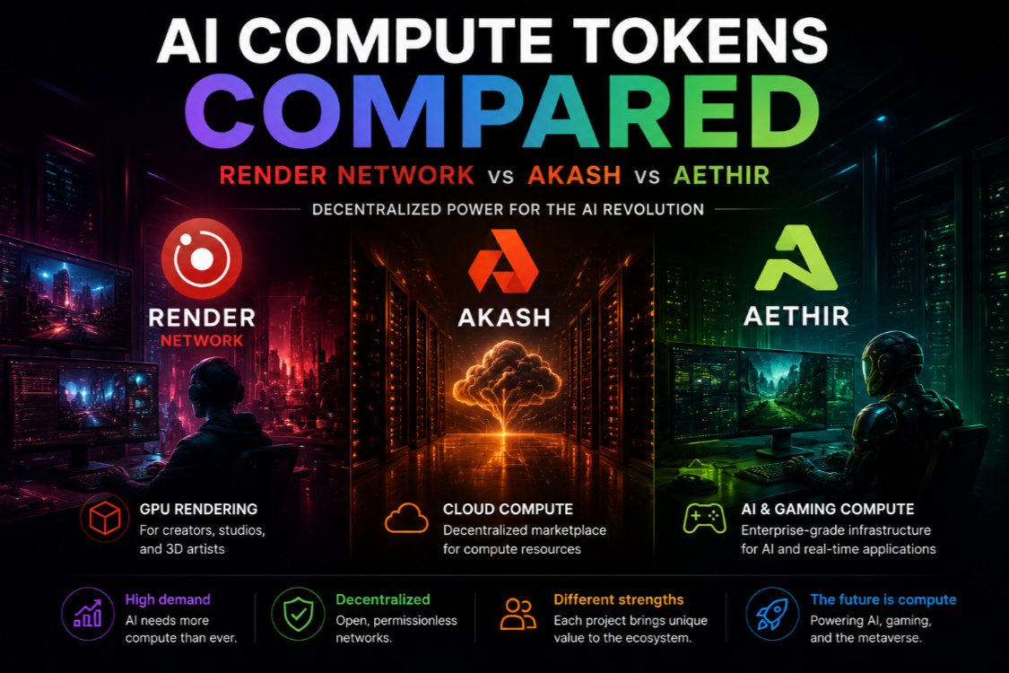 AI Compute Tokens Compared: Render Network, Akash, and Aethir