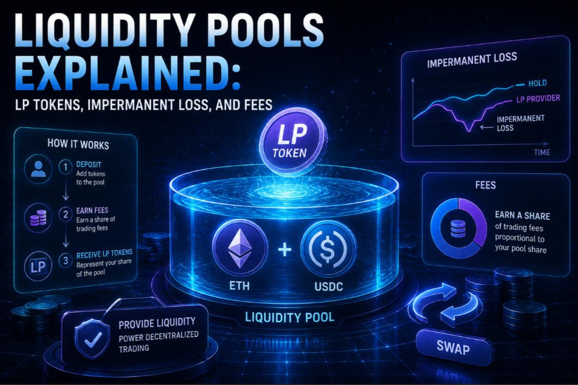 Liquidity Pools Explained: LP Tokens, Impermanent Loss, and Fees