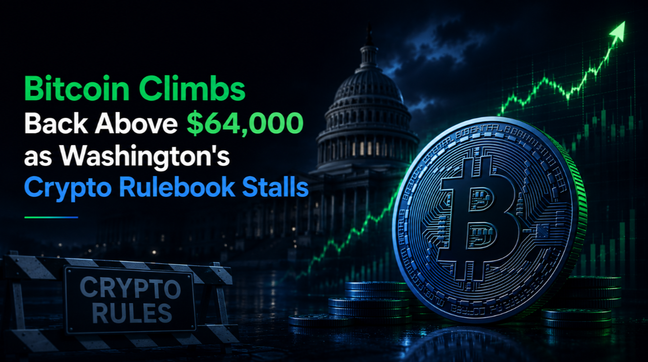 Bitcoin Climbs Back Above $64,000 as Washington's Crypto Rulebook Stalls
