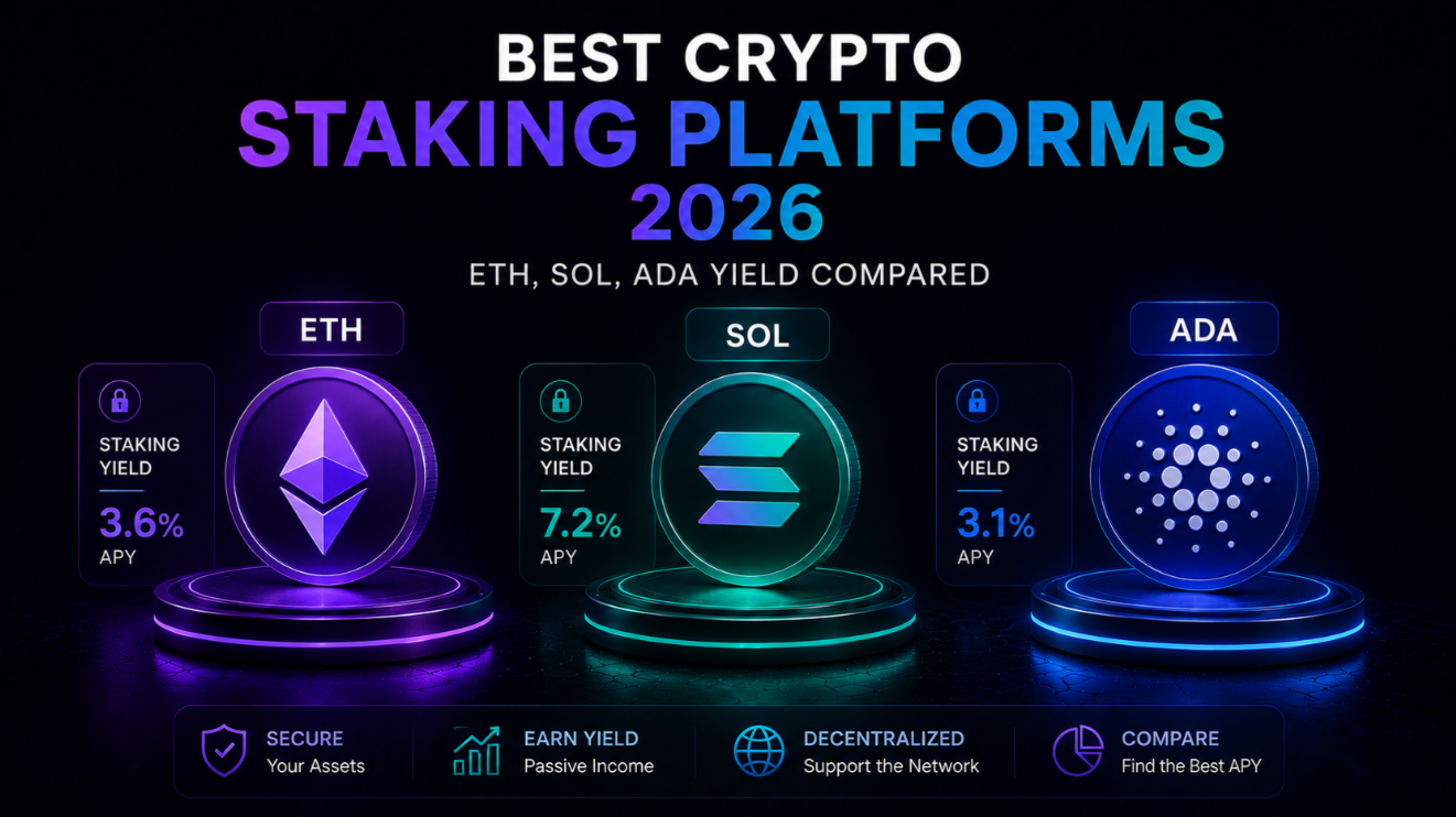 Best Crypto Staking Platforms 2026: ETH, SOL, ADA Yield Compared