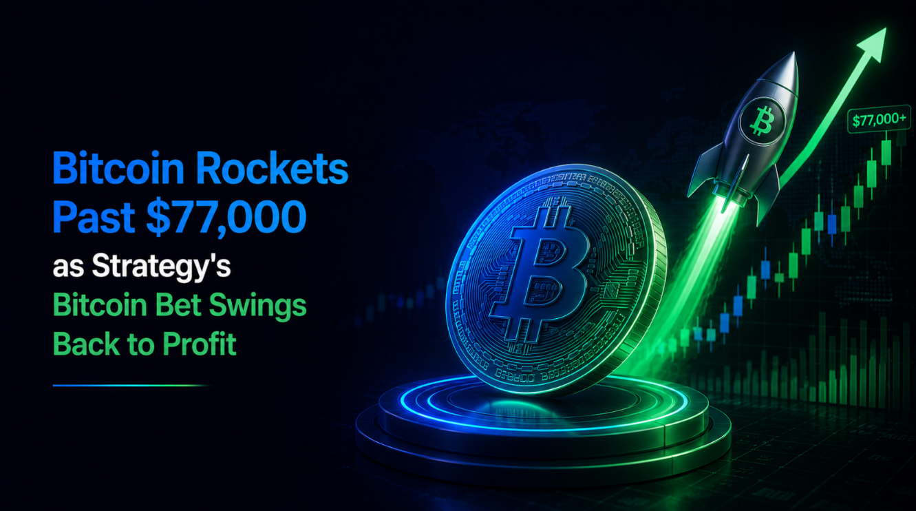 Bitcoin Rockets Past $77,000 as Strategy's Bitcoin Bet Swings Back to Profit
