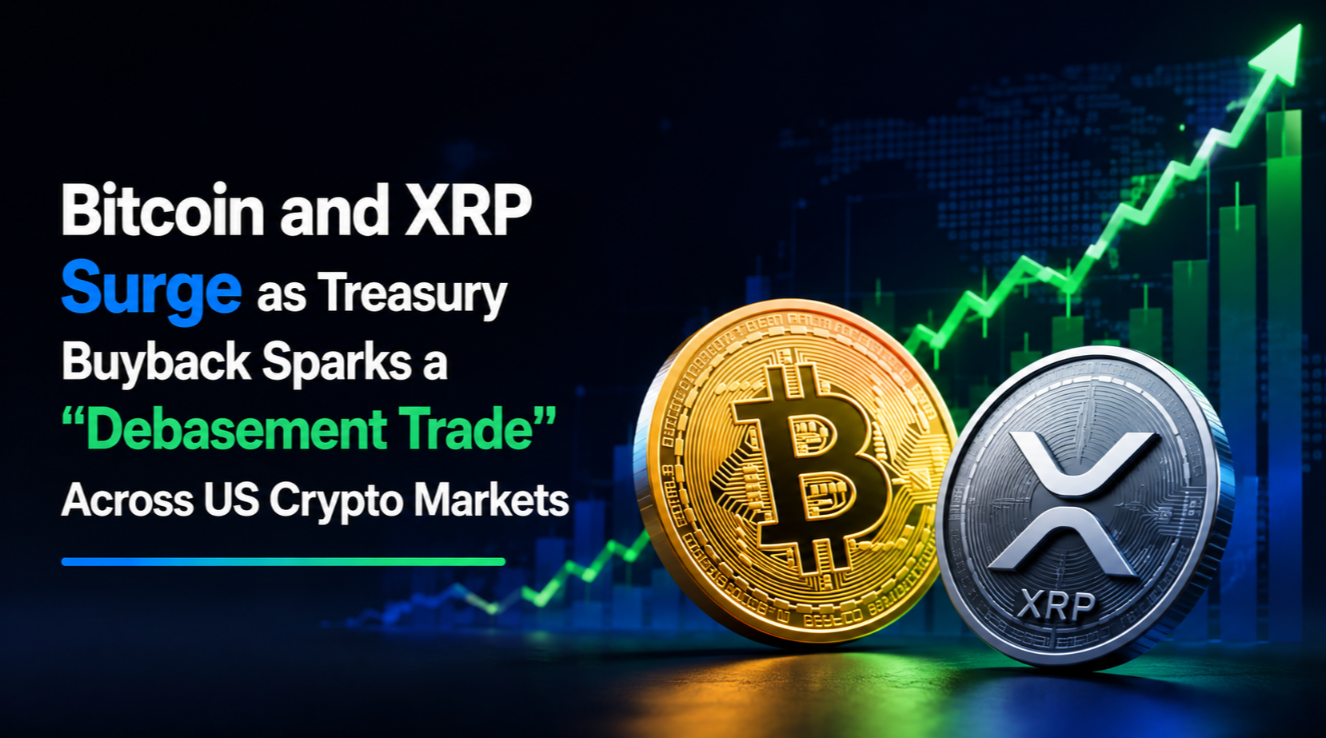 Bitcoin and XRP Surge as Treasury Buyback Sparks a "Debasement Trade" Across US Crypto Markets